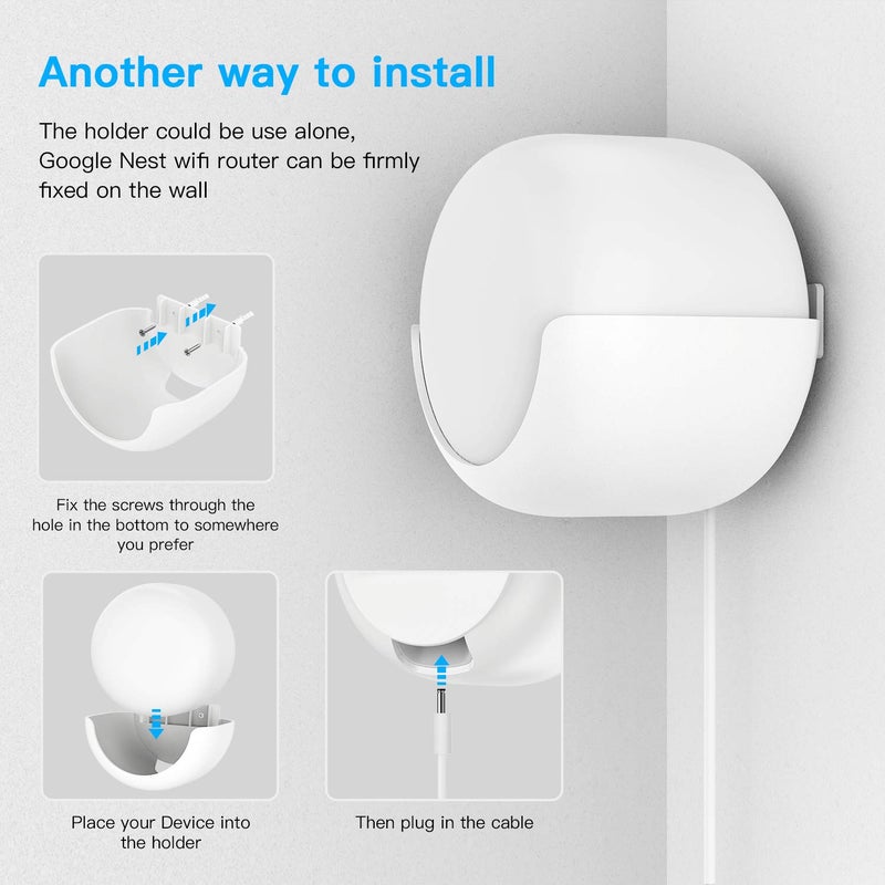 Koroao حامل جداري لمخرج المنزل الذكي Koroao فقط لجهاز توجيه Google Nest WiFi (الجيل الثاني) - تركيب سهل وبدون فوضى الأسلاك لحامل جهاز توجيه Google 4x4 AC2200 Nest Mesh Wi-Fi (3 عبوات)  - Image 3